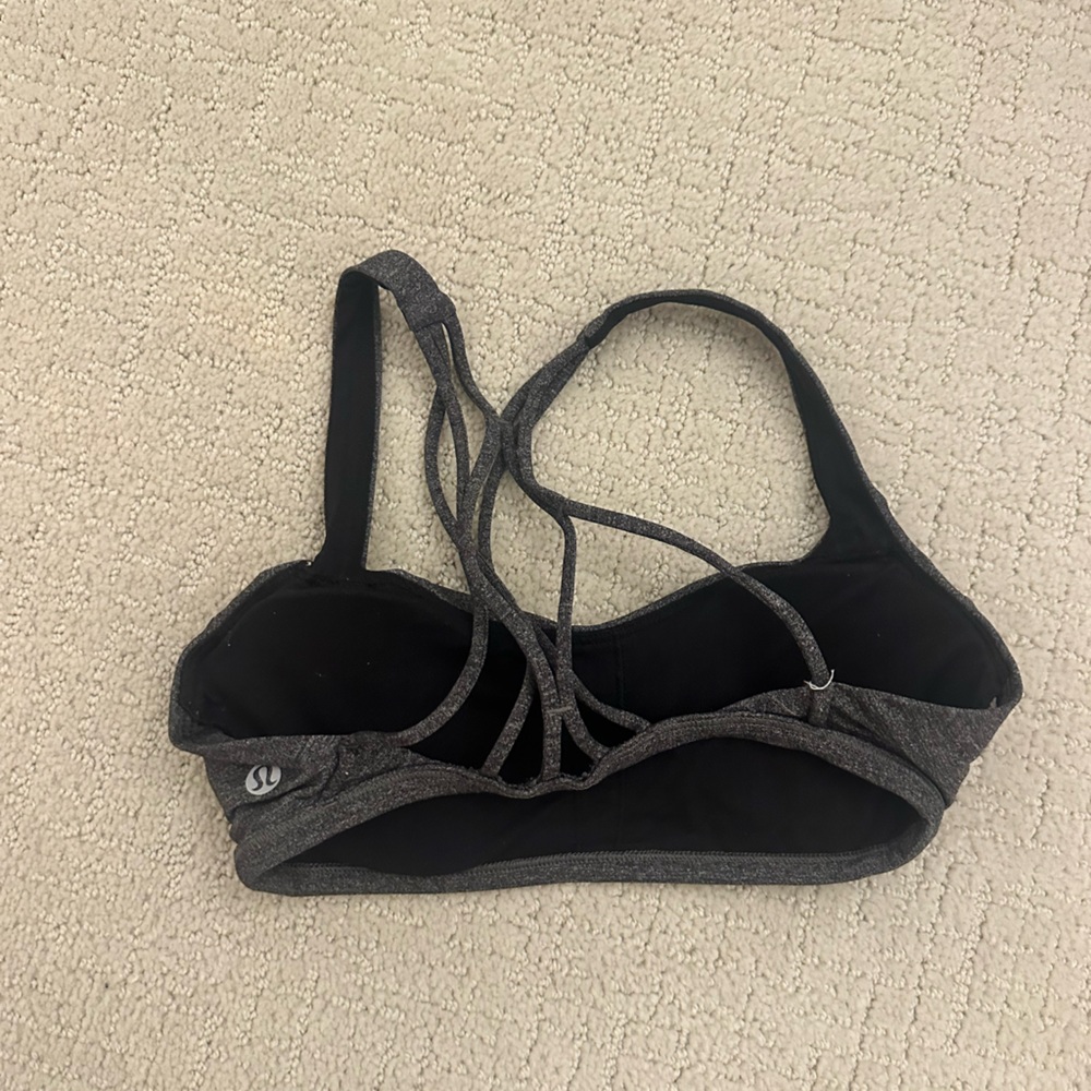 lululemon athletica Gray and Black Strappy Sports Bra